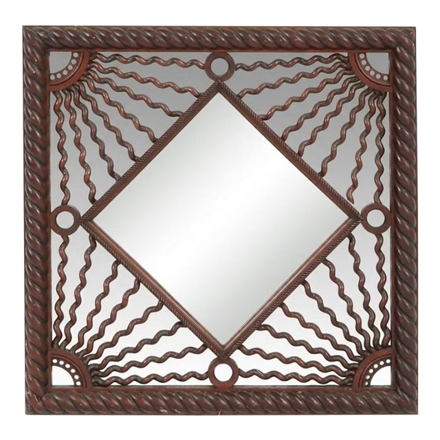 Late 19th Century Aesthetic Movement Carved Wood Wall Mirror With Sunburst Frame For Sale