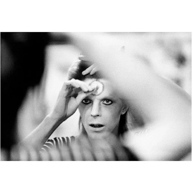 David Bowie Backstage - Limited Edition Mick Rock Estate Print David Bowie applying makeup, backstage, 1973 (photo Mick...
