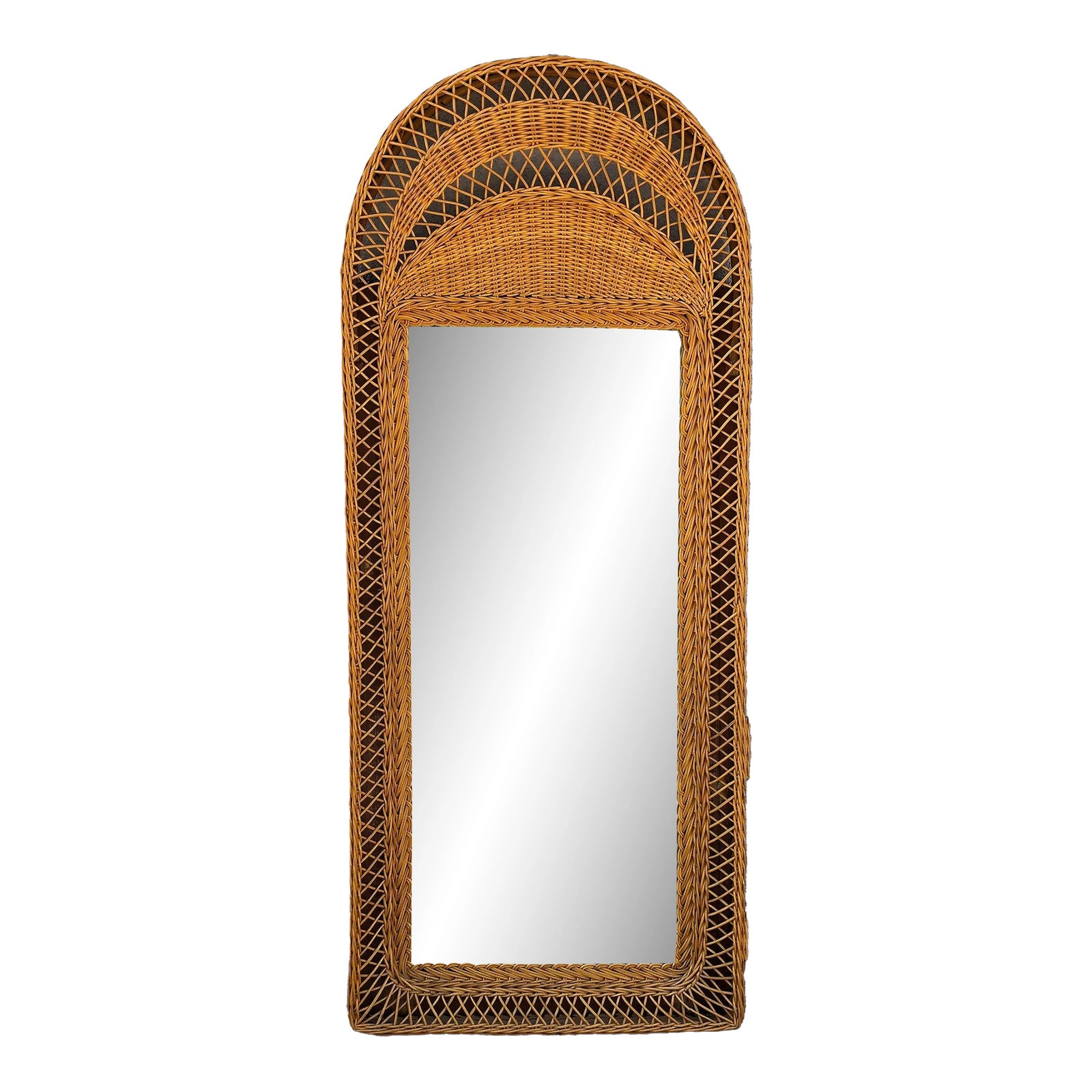 Stunning Vintage French Wicker Reed Frame Mirror | Chairish
