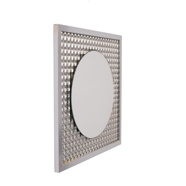 Very nice vintage Space Ace wall mirror . Round Mirror on a Square base comes with hollow shaped Mirrors . Pop art in...