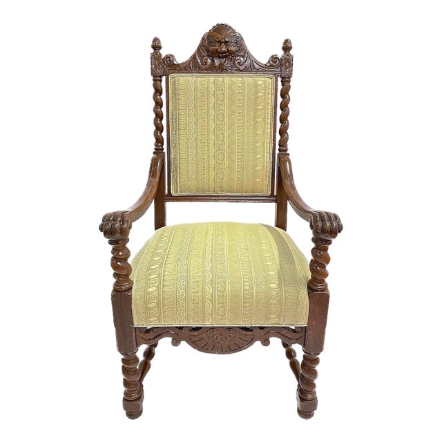Antique Barley Twist & Gargoyle Armchair For Sale