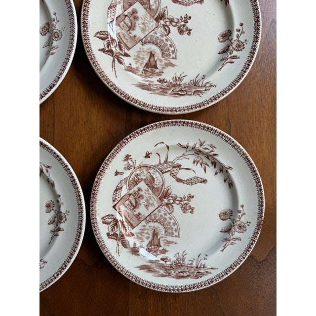 1880s New Wharf Pottery Co England Transferware Tennyson Plates Set