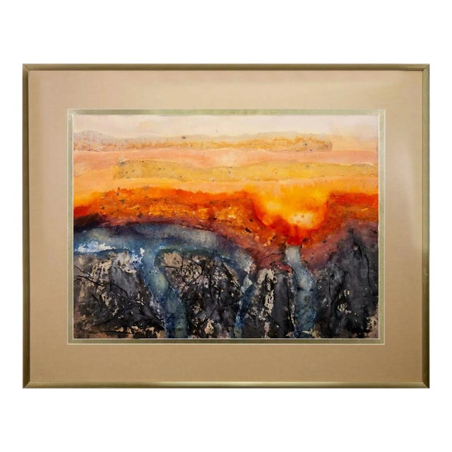 Johanna Haas Signed Modern Abstract Mixed-Media Watercolor On Paper 1971 Framed For Sale