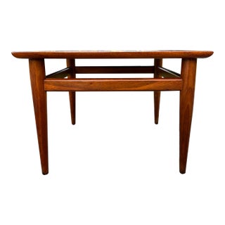 Vintage Heritage Mid-Century Danish Modern Solid Walnut Side Table | Sculpted Minimalist Accent Table | MCM End Table For Sale