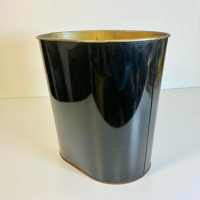Mid-Century Boho Chic Metal Wastebasket. For Sale - Image 11 of 14