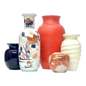 Mixed Chinoise Motif Ceramic Vase Curation - Group of 5