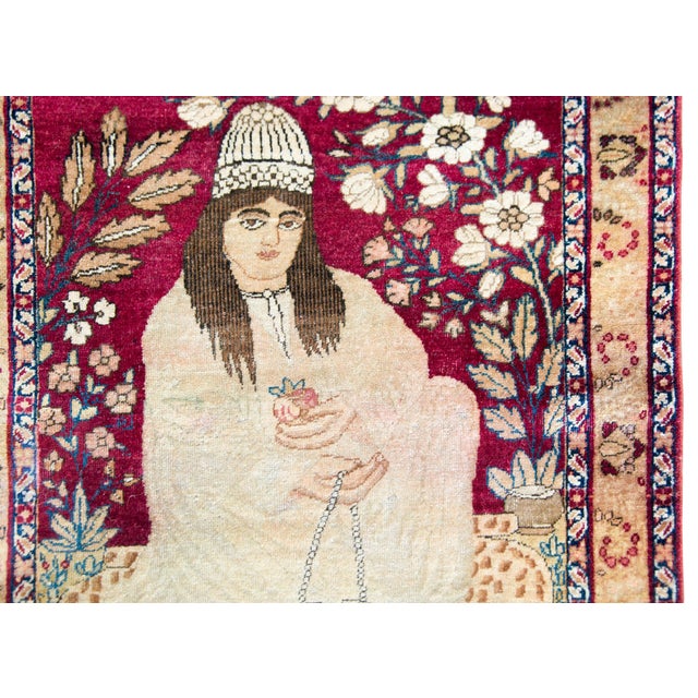 Burgundy 19th Century Pictorial Lavar Kirman Rug For Sale - Image 8 of 13