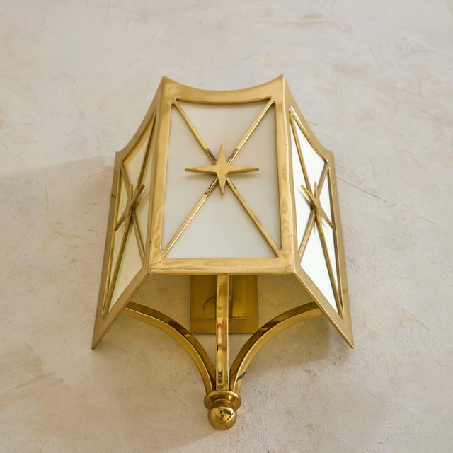 Pair of French Brass Starburst Motif Sconces, 1950s For Sale - Image 11 of 11