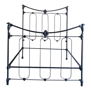 Antique Black Cast Iron Full/Double Bedframe For Sale