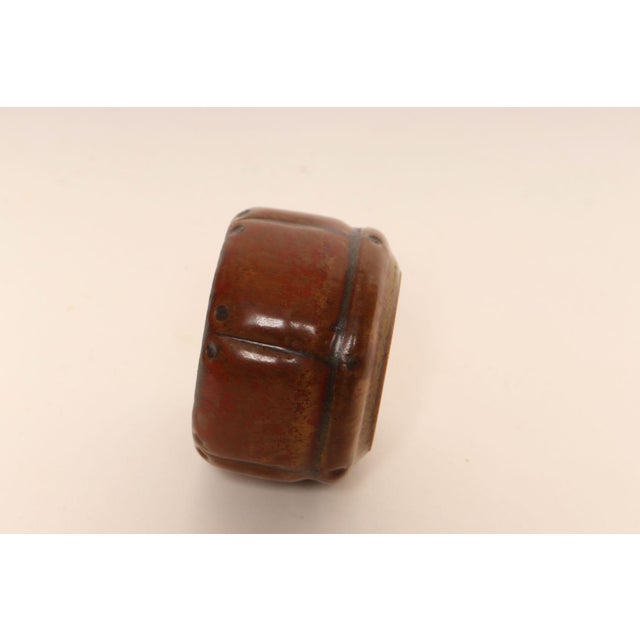 1970s Diminutive Vintage Red Variegated Incised Stoneware Vessel by Deanna Nichols For Sale - Image 5 of 10