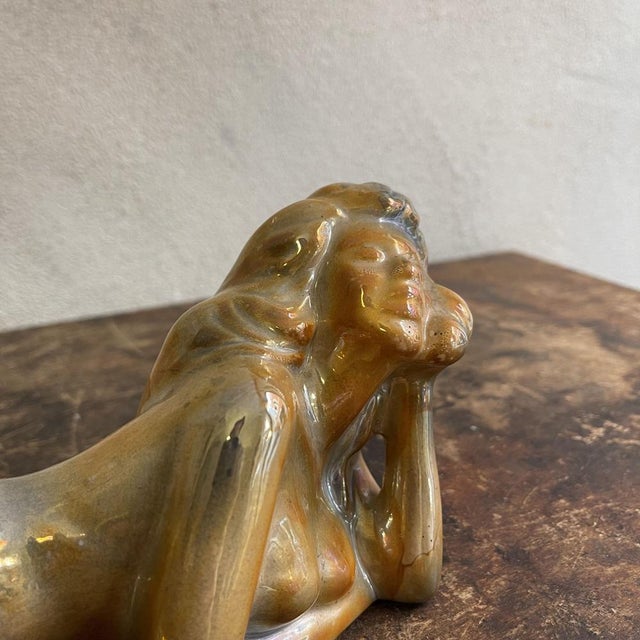 Art Deco Glazed Ceramic Shelf Figure of a Nude Female, 1930s For Sale - Image 9 of 18