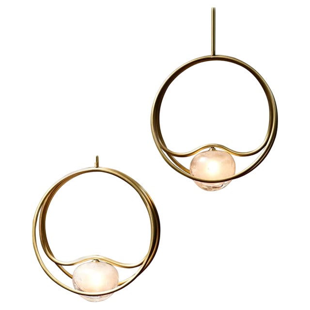 Brass Pulsar Singolo Hanging Lights, Set of 2 For Sale