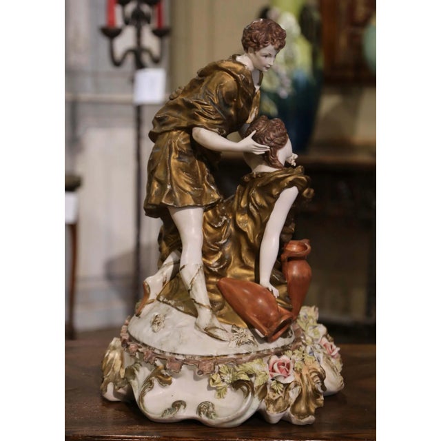 Gold Mid-Century Italian Capodimonte Style Porcelain Figural Group by Benrose For Sale - Image 8 of 12