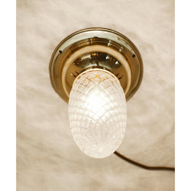 Art Nouveau Art Deco Ceiling Lamp in Brass and Glass, 1920s For Sale - Image 4 of 12