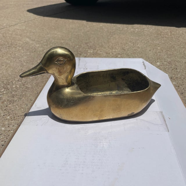 Metal Vintage Mid-Century Modern Brass Duck Planter Decor For Sale - Image 7 of 7