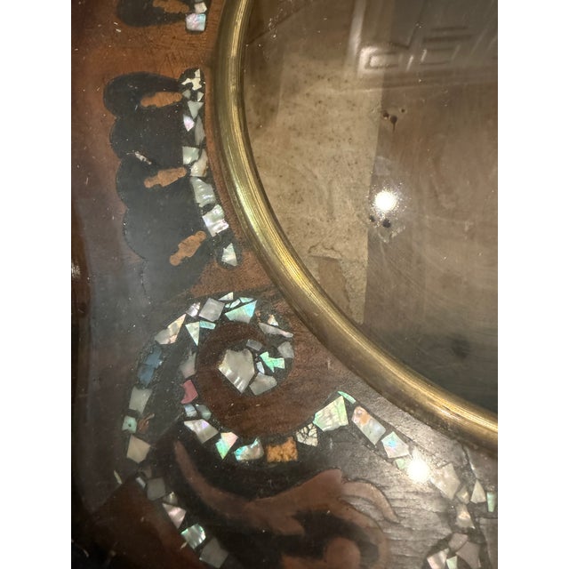 19th Century French Cartel Wall Clock, Mother-of-Pearl Inlay, Raison & Thomas Movement For Sale - Image 14 of 16