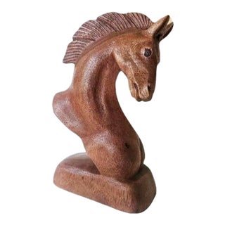 Mid 20th Century Vintage Wood Horse Sculpture For Sale