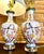 Pair of Cloisonné Birds Lamps on Lucite Paired With White Silk Pencil Pleated Shades. For Sale In Austin - Image 6 of 9