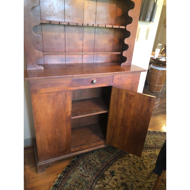 Late 18th Century VTG Pine Country One Piece Stepback Hutch Display Shelves, and Lower Storage Cabinet For Sale - Image 11 of 12