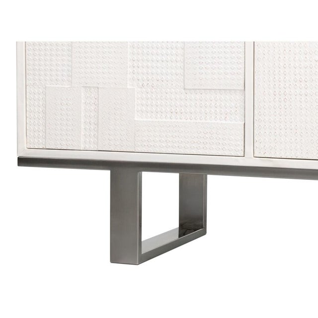 Contemporary Credenza, 94" - Embossed White Leather on Iron Base For Sale - Image 10 of 11
