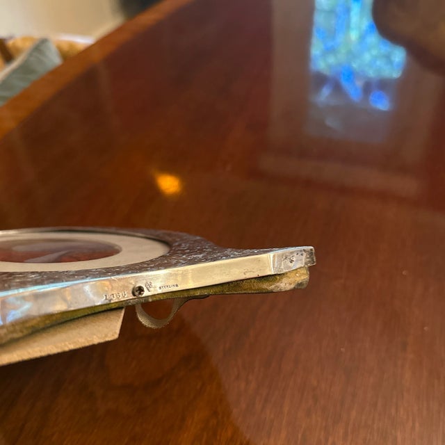 Early 20th Century Antique Sterling Silver Oval Picture Frame For Sale - Image 5 of 8
