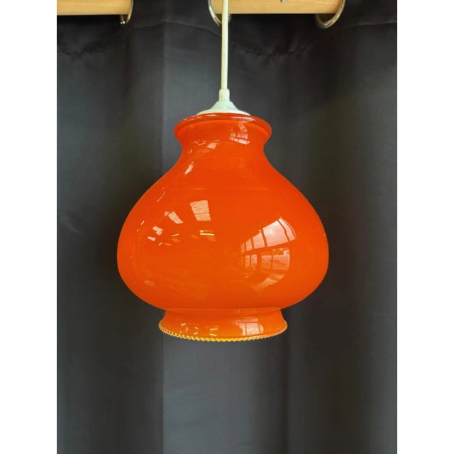 Vintage Orange Opaline Pendant Light, 1970s For Sale - Image 9 of 9