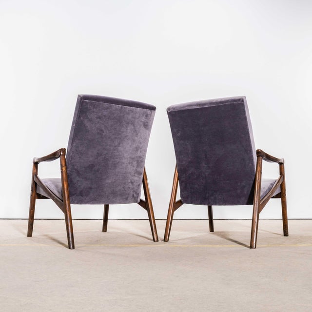 Armchairs in Grey Cotton Velvet from Jaroslav Smidek, 1950s For Sale - Image 6 of 11