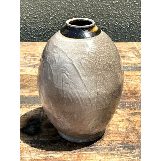 Mid-Century Modern Vintage Original Studio Pottery Vase For Sale - Image 3 of 12