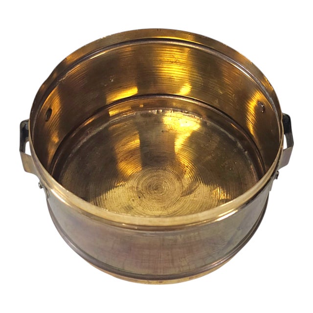 Metal Vintage Brass Tiffin Lunchbox Carrier – Handcrafted Two-Tier Stacking 11.5" For Sale - Image 7 of 12