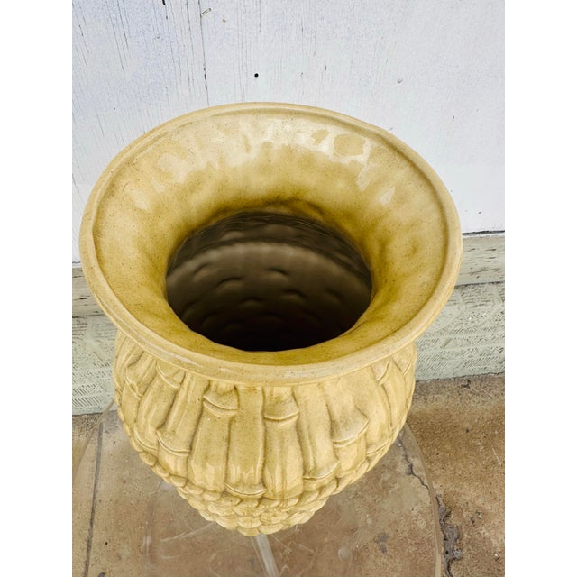 1990s Large Vintage Cane Design Ceramic Vase, Hand Made For Sale - Image 5 of 5