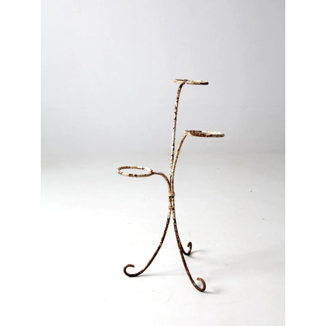 Vintage White Iron Plant Stand For Sale - Image 4 of 11
