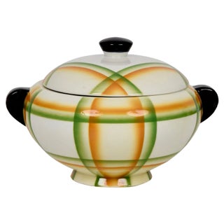 Italian Futurist Airbrushed Ceramic Soup Bowl by Angelo Simonetto, 1930s For Sale