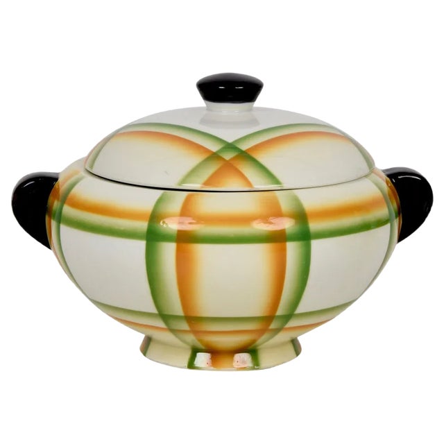 Italian Futurist Airbrushed Ceramic Soup Bowl by Angelo Simonetto, 1930s For Sale