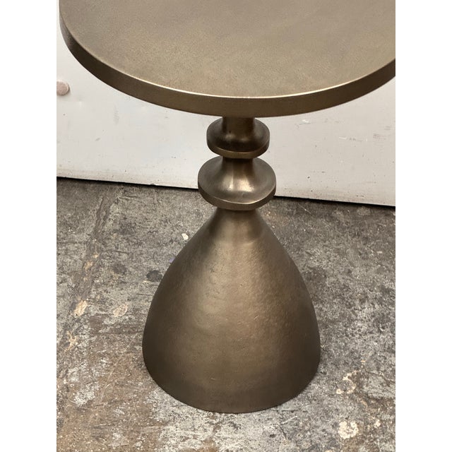Contemporary Arhaus Sculptural Bronze Finish Pedestal Martini Side Table For Sale - Image 3 of 12