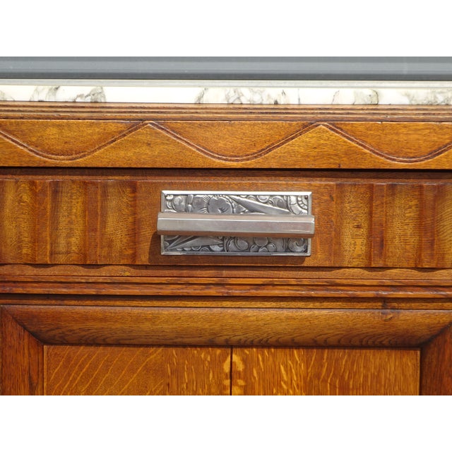 Art Deco Sideboard in Oak and Marble, 1930s For Sale - Image 13 of 18