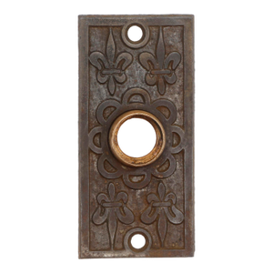 Antique Cast Iron Fluer De Lis Patterned Door Rosette