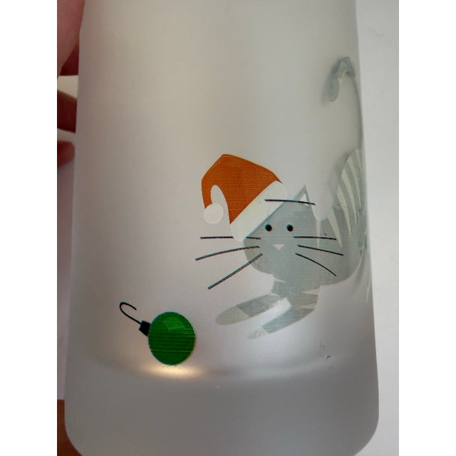 Set of 4 Vintage Culver Frosted Holiday Cat Glasses Tumbers For Sale In Los Angeles - Image 6 of 8