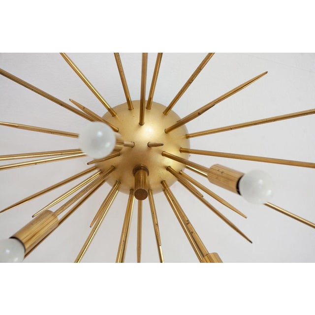 Sputnik Chandelier 19 Lights in Brass attributed to Stilnovo, 1950s For Sale - Image 9 of 14