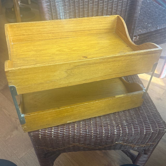 Globe Wernicke Antique Two-Tier Oak Office Mail Organizer For Sale - Image 4 of 4