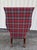 Wood 1990s Attributed to Ralph Lauren Plaid Wingback Style Chair For Sale - Image 7 of 7