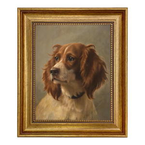 Spaniel Portrait Framed 8x10" Oil Painting Reproduction Print on Canvas