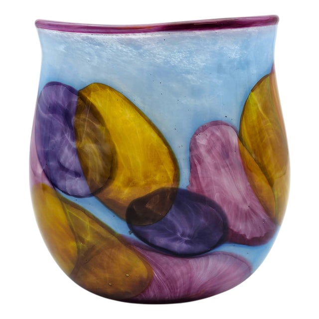 Brubaker Hand-Blown Abstract Art Glass Vase 7" For Sale