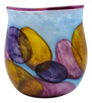 Brubaker Hand-Blown Abstract Art Glass Vase 7"