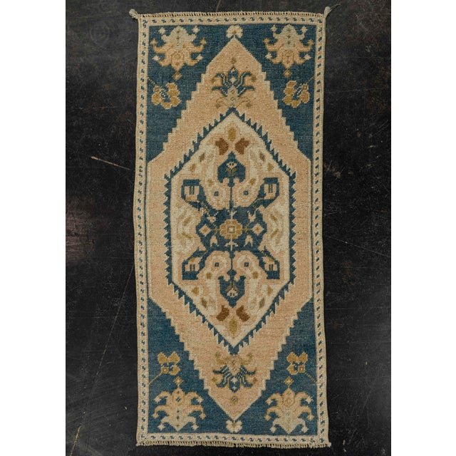 Navy Blue Turkish Mini Rug Oriental Hand Knotted Vintage Rug 1'5" x 3'2" #21135 For Sale - Image 8 of 8