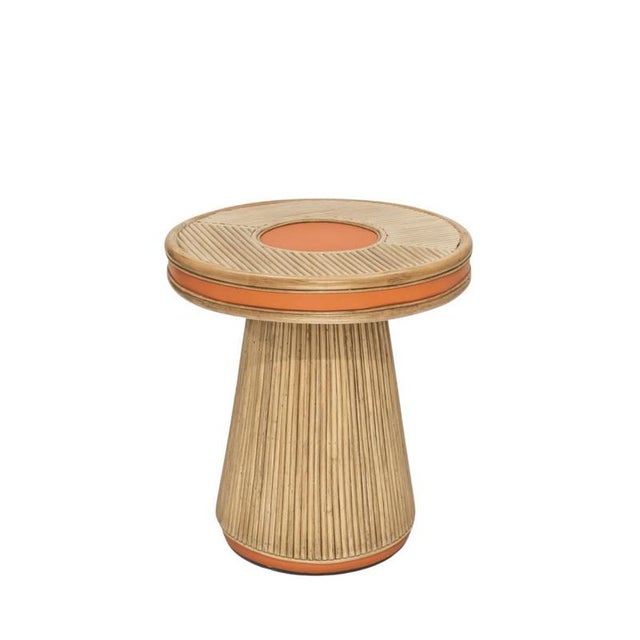 Not Yet Made - Made To Order Java Side Table in Tinted Rattan and Imitation Grained Leather by Popus Editions For Sale - Image 5 of 5