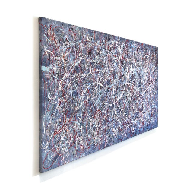 Contemporary Winter Rhythm - Original Large Blue Abstract Expressionist Acrylic Painting on Canvas For Sale - Image 3 of 9