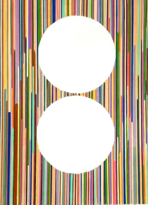 Sarah Vaaler Modern Minimalist Color Pencil Drawing With Circles and Stripes