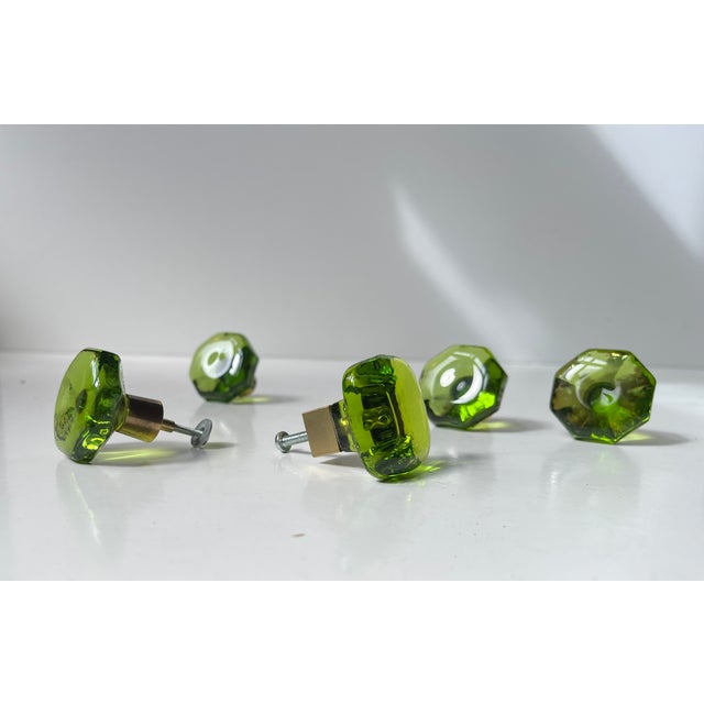 Vintage Swedish Green Glass Knobs, 1960s, Set of 6 For Sale - Image 11 of 11
