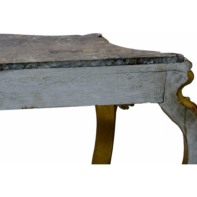 Antique Louis Philippe Italian Giltwood Console Table with Red Marble Top, 19th Century For Sale - Image 4 of 14