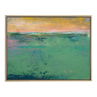Emerald Reverie - Abstract Landscape Painting Reproduction Print - 24x32 Horizontal, Framed For Sale